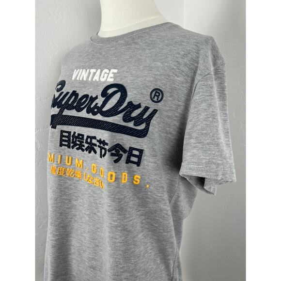 VINTAGE SUPERDRY Grey Heathered T-shirt with 3-D Graphics - Picture 3 of 11